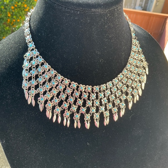 Navajo Turquoise and COIN silver antique necklace - Picture 16 of 17